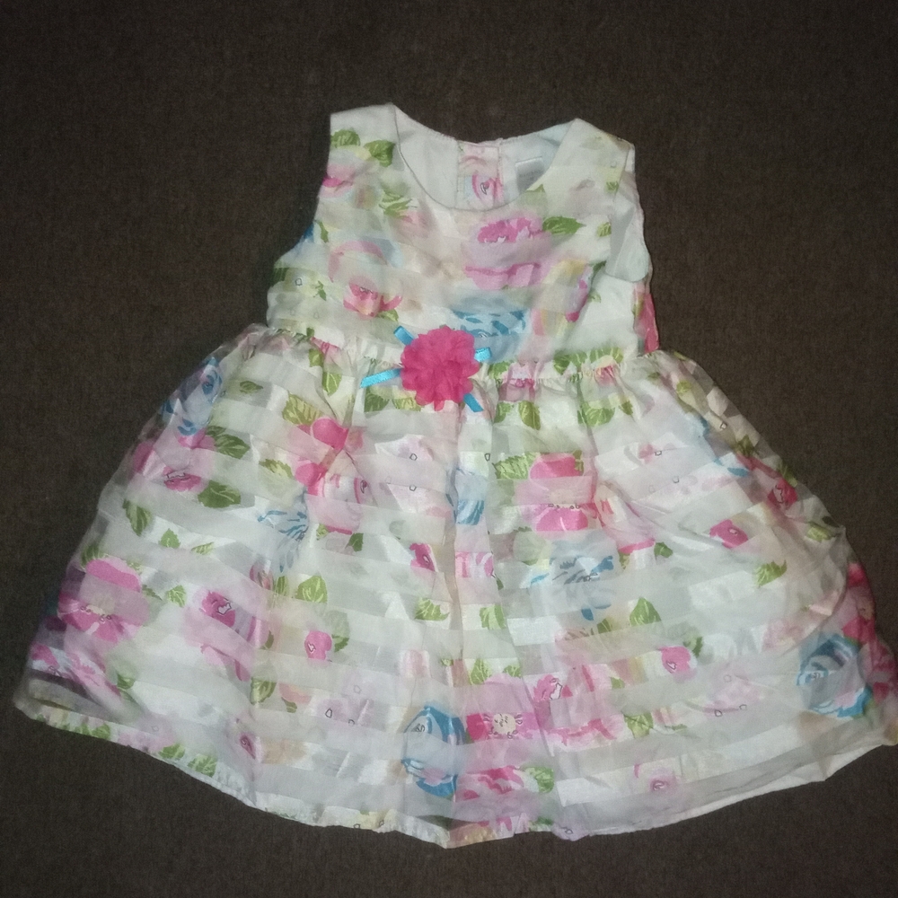 George Floral Kids Dress with Pink Accents